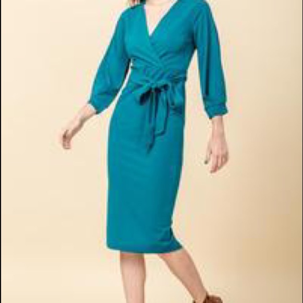 New York & Co 3/4 Sleeve Green Dress size L